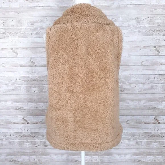 Tommy Hilfiger Womens Teddy Vest L Tan Full Zip 223A - Picture 2 of 4